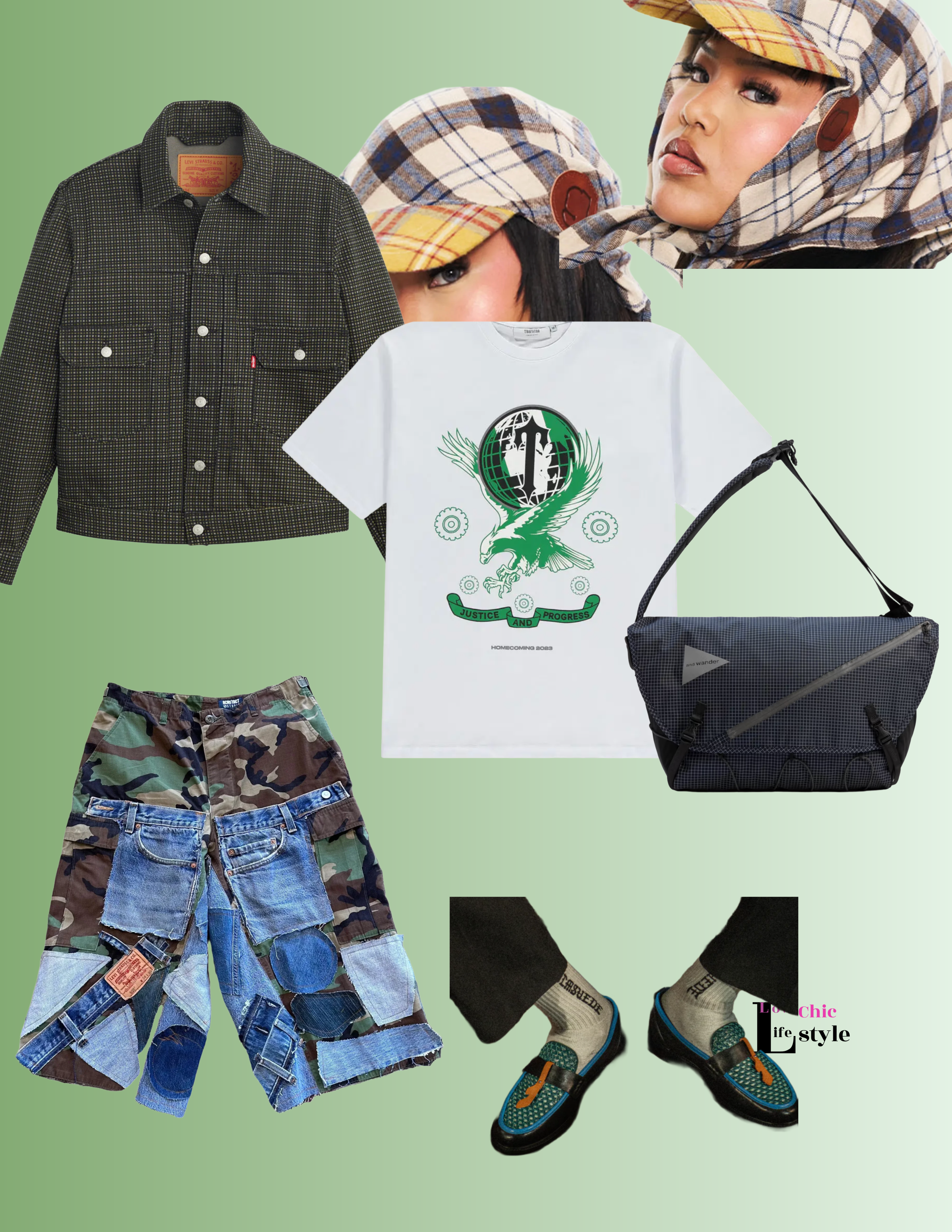 Set of 3 Reaping Green & White different Lagos Homecoming